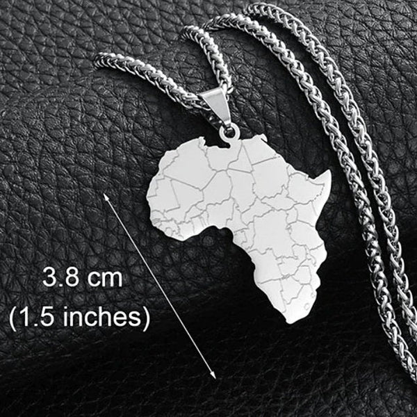 Africa Map Pendant Necklace With Rope Chain