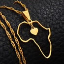 Africa Continent Outline/Heart Pendant Necklace