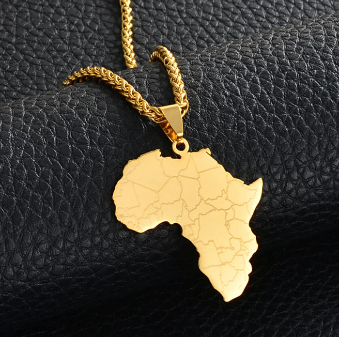 Africa Map Pendant Necklace With Rope Chain